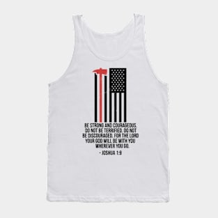 Thin Red Line Firefighter Firemen Bible Verse On Back Tank Top